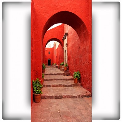 Fototapeta Red Alley In Monastery
