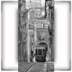Fototapeta tramwaj Lizbona w kolorze czarno białym