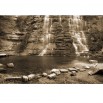 Fototapeta wodospad skały w sepii