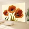 Aranżacja na ścianie fototapety z brązowymi tulipanami